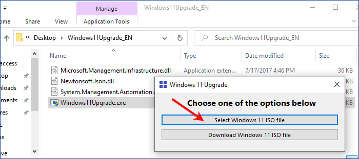 select windows 11 iso file